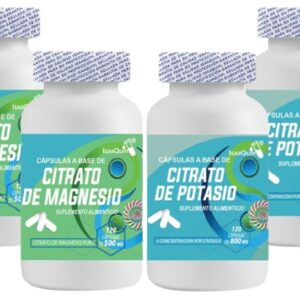 Pack 2 Citrato de Magnesio + 2 Citrato de Potasio – 480 Cápsulas | 240 mg de Magnesio + 631 mg de Potasio Elemental por Porción (3 Cápsulas) | 80 Porciones Totales | Alta Absorción
