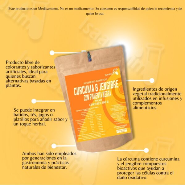2X1 CÚRCUMA CON PIMIENTA NEGRA Y JENGIBRE EN POLVO 200 G - Image 4