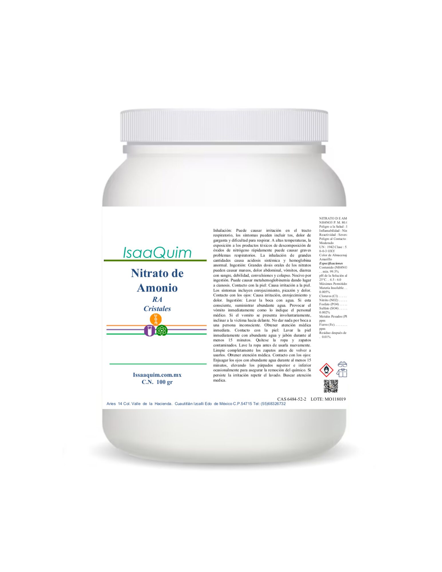 Nitrato de Amonio R.A (Cristales)   100g