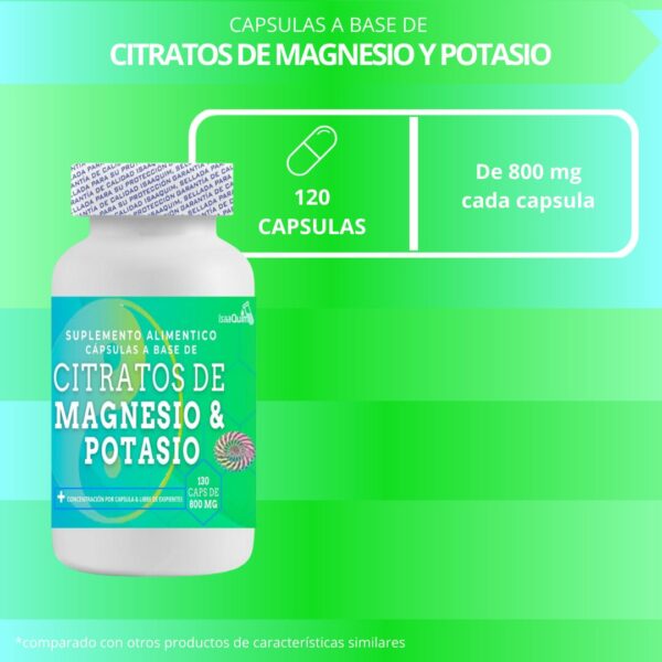 CÁPSULAS DE CITRATO DE MAGNESIO Y POTASIO (120 CÁPSULAS DE 800 MG) - Image 2