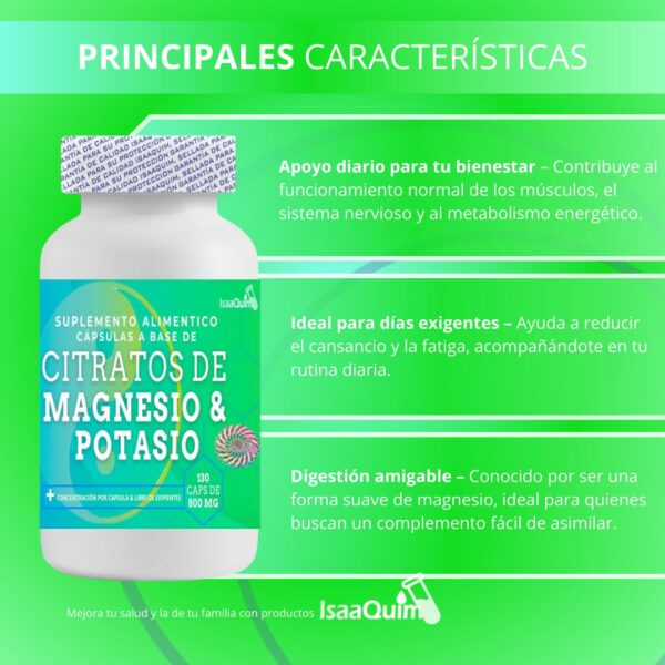 CÁPSULAS DE CITRATO DE MAGNESIO Y POTASIO (120 CÁPSULAS DE 800 MG) - Image 5