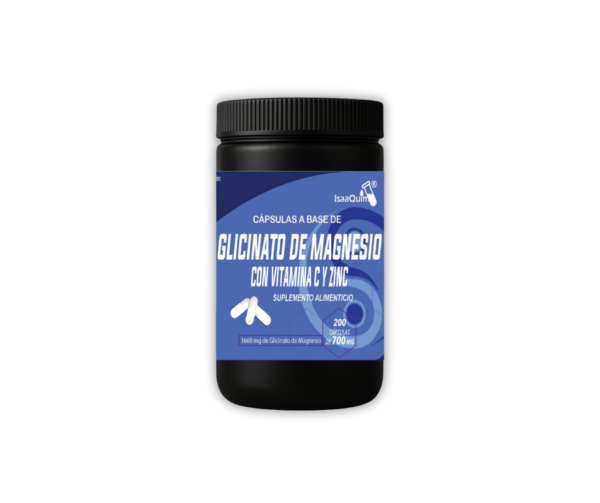 CÁPSULAS DE GLICINATO DE MAGNESIO CON VITAMINA C Y ZINC 200 CAPS DE 600 MG