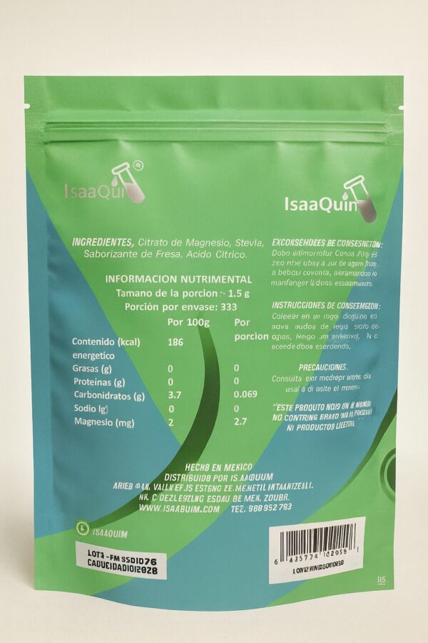 CITRATO DE MAGNESIO SABOR FRESA 333 PORCIONES SUPLEMENTO ALIMENTICIO 500 G - Image 2