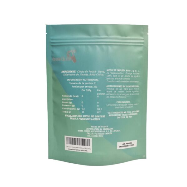CITRATO DE POTASIO SABOR NARANJA 250 PORCIONES CON.NET. 500 G