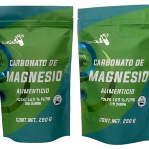 Carbonato de Magnesio Alimenticio 500 g (2 Bolsas de 250 g) | 332 Porciones de 1.6 g | Polvo 100% Puro Sin Sabor
