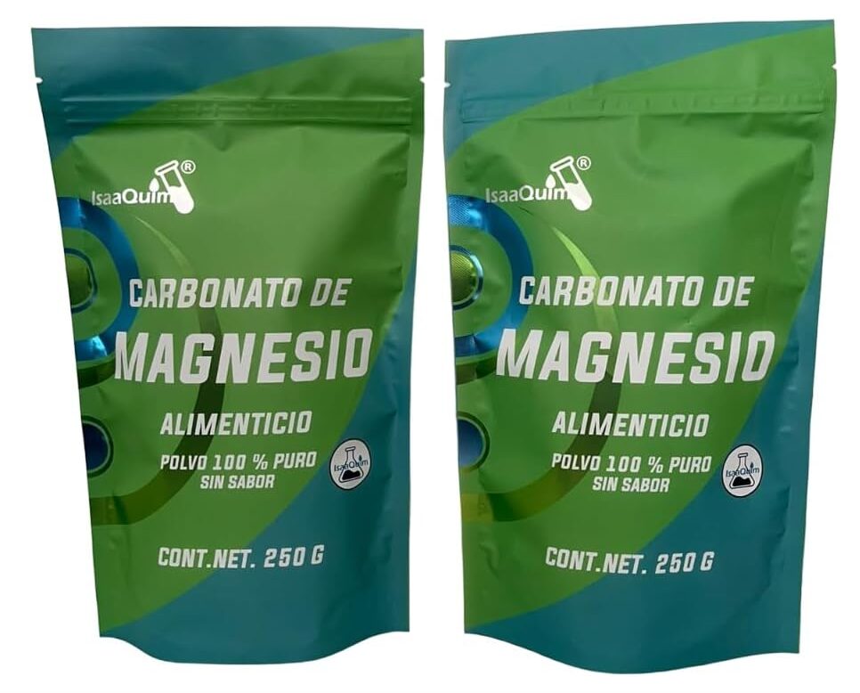 Carbonato de Magnesio Alimenticio 500 g (2 Bolsas de 250 g) | 332 Porciones de 1.6 g | Polvo 100% Puro Sin Sabor