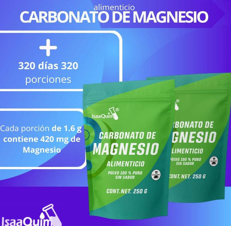Carbonato de Magnesio Alimenticio 500 g (2 Bolsas de 250 g) | 332 Porciones de 1.6 g | Polvo 100% Puro Sin Sabor - Image 5