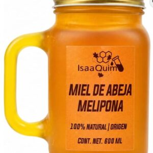 Miel de Abeja Melipona 100% Natural IsaaQuim | Origen Yucatán | Miel Artesanal de Abeja Melipona | Contenido Neto 600 ml