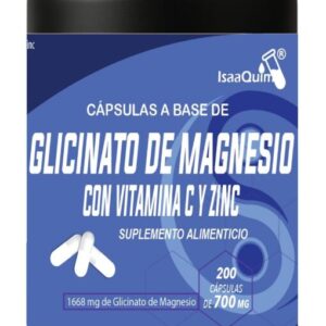 Glicinato de Magnesio con Gluconato de Zinc – 200 Cápsulas de 600 mg | Aporta 200 mg de Magnesio Elemental por Porción | Suplemento Alimenticio –...