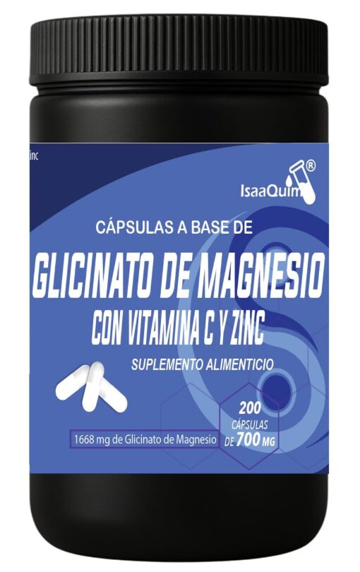 Glicinato de Magnesio con Gluconato de Zinc – 200 Cápsulas de 600 mg | Aporta 200 mg de Magnesio Elemental por Porción | Suplemento Alimenticio –...