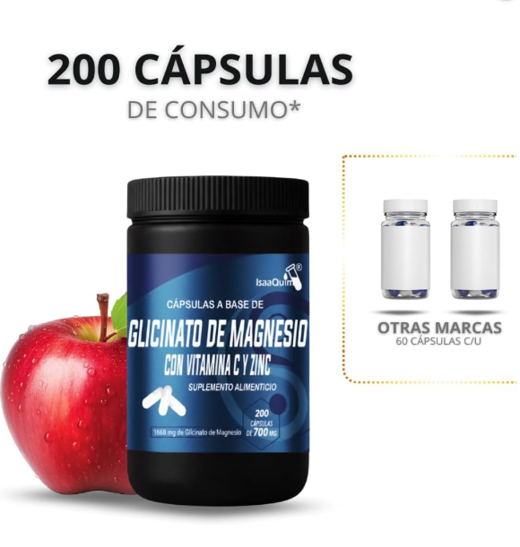 Glicinato de Magnesio con Gluconato de Zinc – 200 Cápsulas de 600 mg | Aporta 200 mg de Magnesio Elemental por Porción | Suplemento Alimenticio –... - Image 5